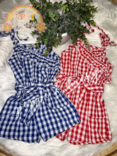 Load image into Gallery viewer, Blue Plaid Romper
