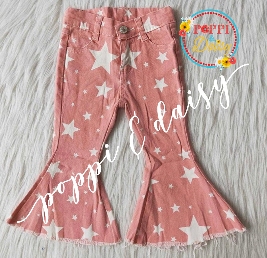 Pink Star Flare Leg Jeans