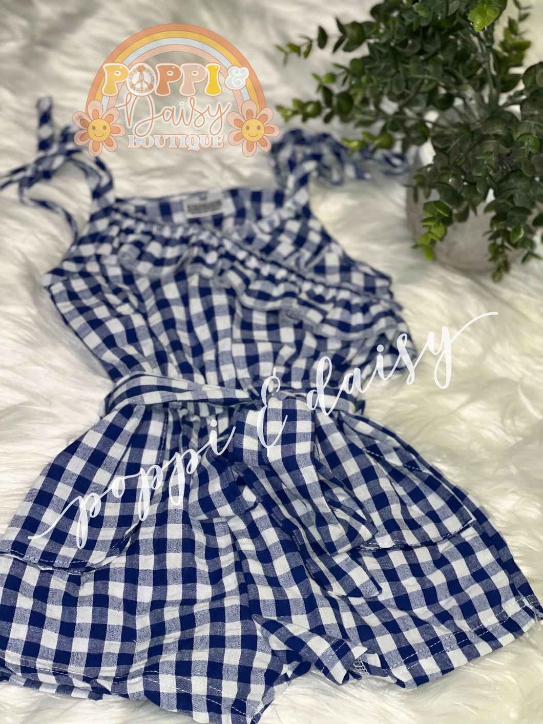 Blue Plaid Romper