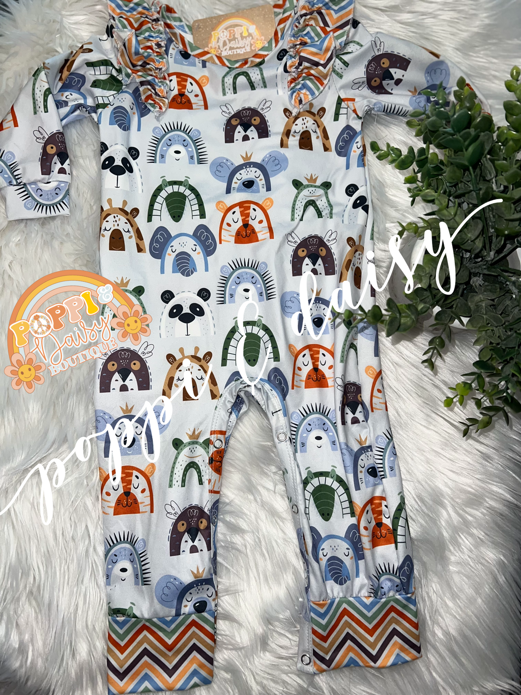 Chevron Ruffle Furry Friends