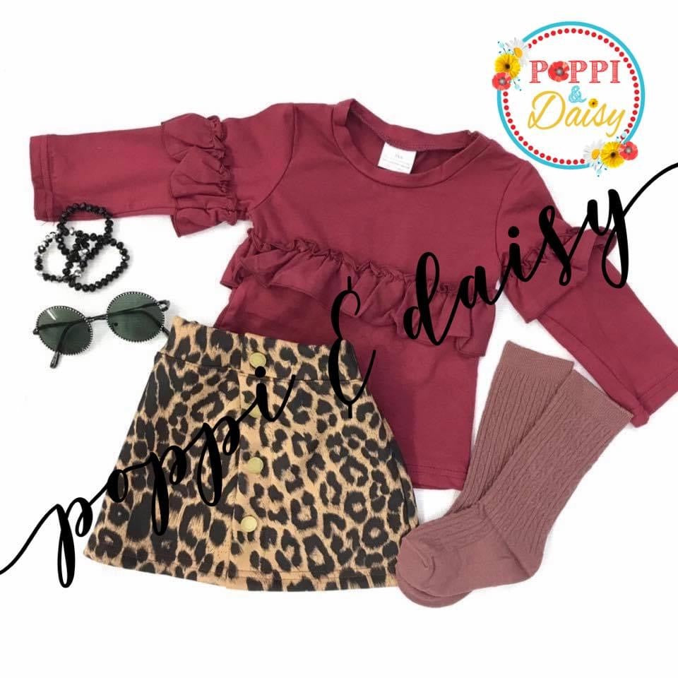 Maroon & Leopard Set