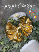 Load image into Gallery viewer, Gold Foil Bow w/ polka dot headband

