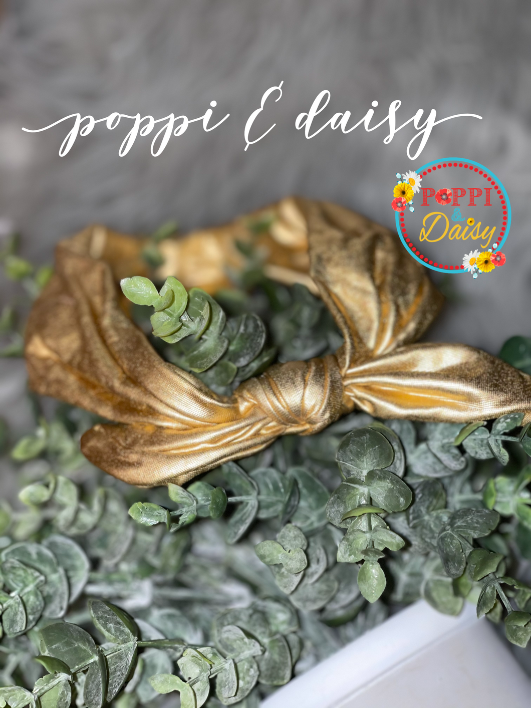 Gold Foil knot bow w/ headband