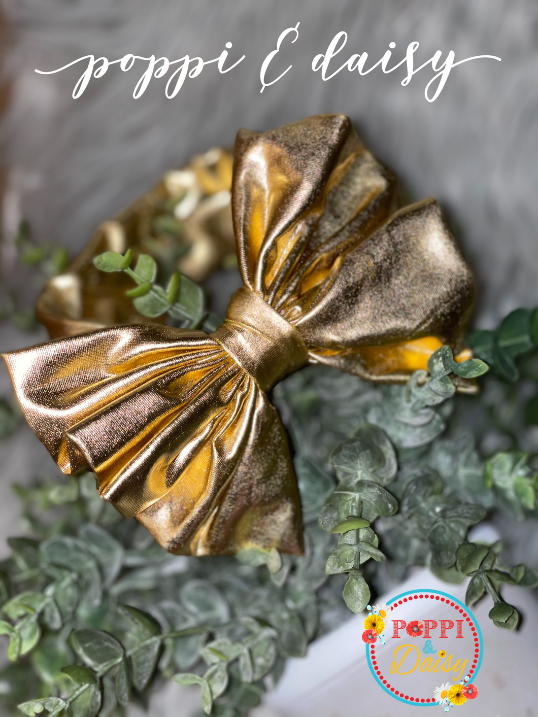 Gold foil bow w/ headband