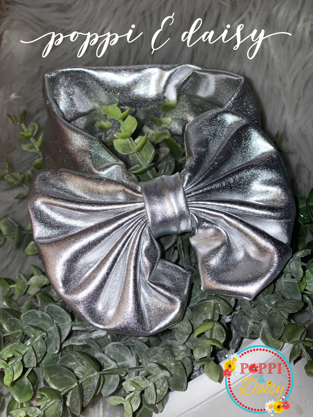 Silver foil bow w/ headband