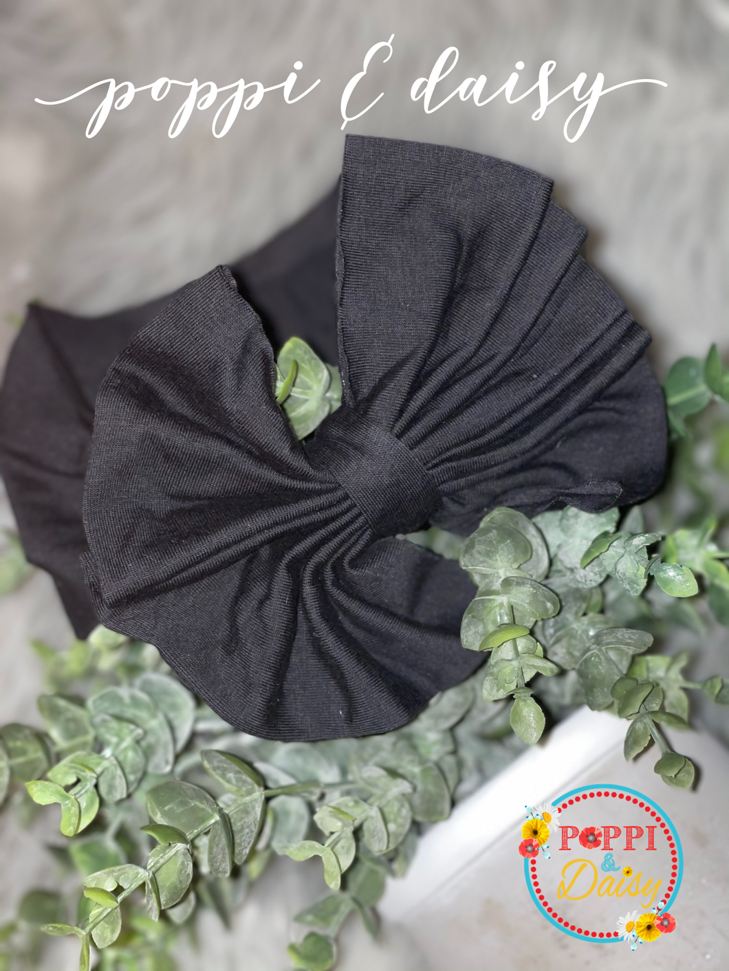 Black LARGE headband bow