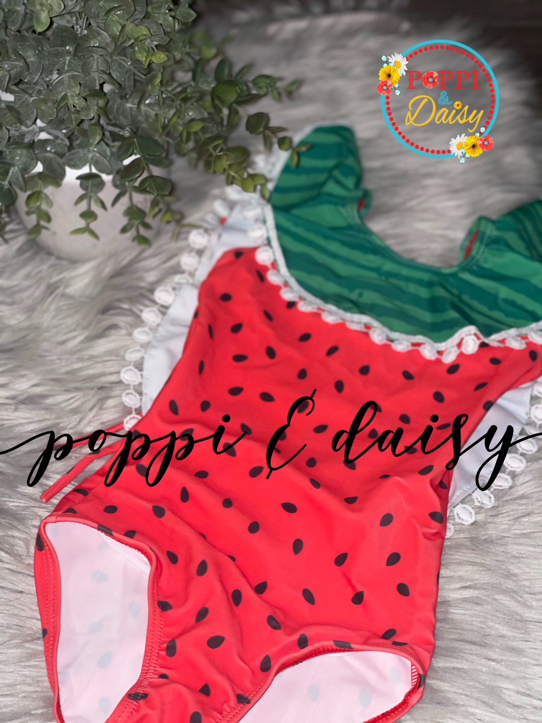 Watermelon one-piece swim suit